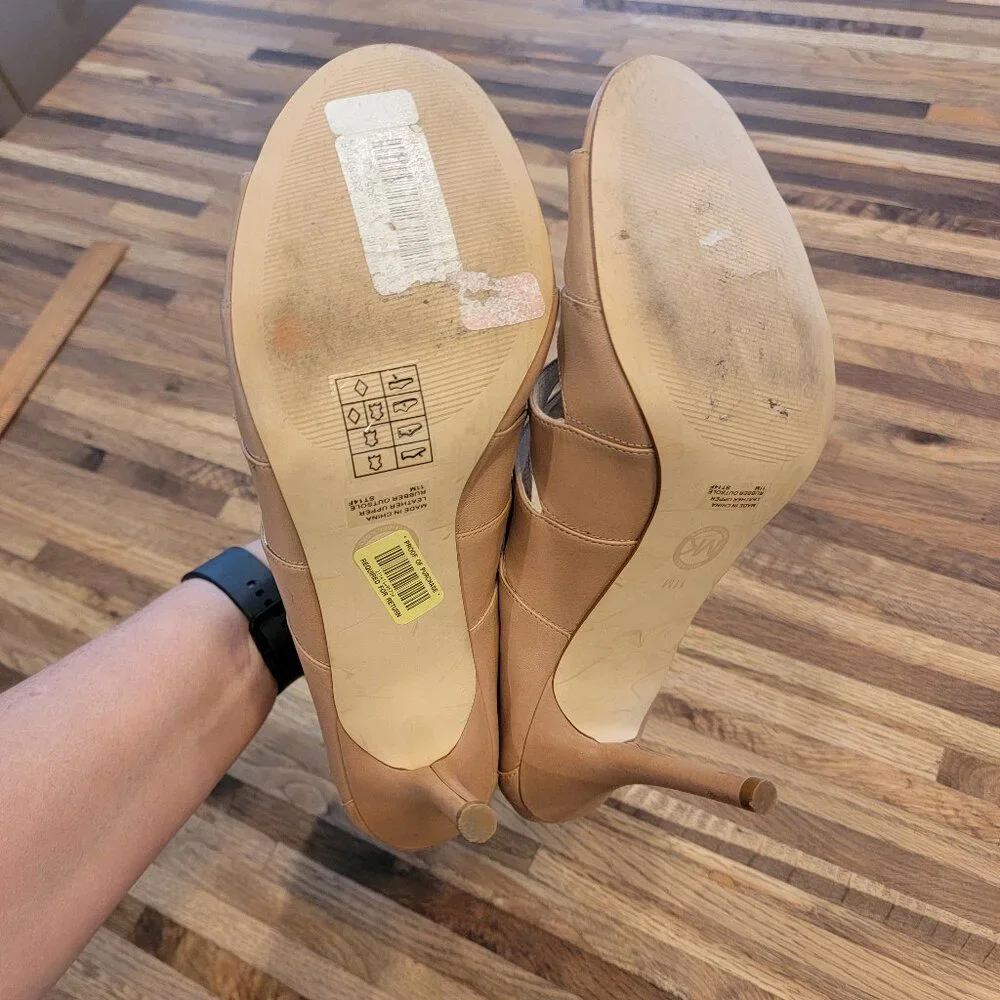 MICHAEL KORS MAVIS OPEN TOE DK KHAKI ZIPPER STRAPPY SANDAL WOMEN SHOES